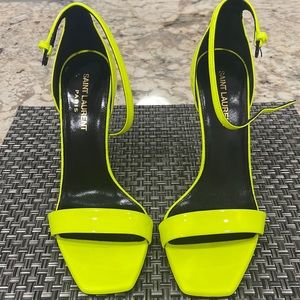 Saint Laurent "Amber 105" Neon Yellow Patent Leather Sandal